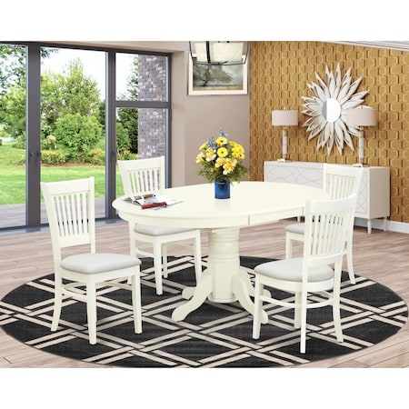 East West Furniture 5 Piece Avon Dinette Room Set - Linen White AVVA5-LWH-C